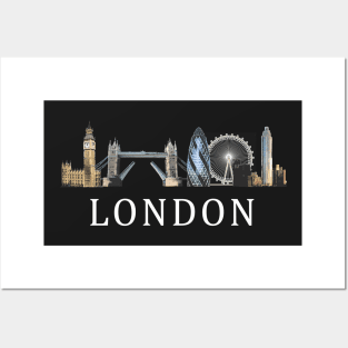 London Skyline in Colour with Text Posters and Art